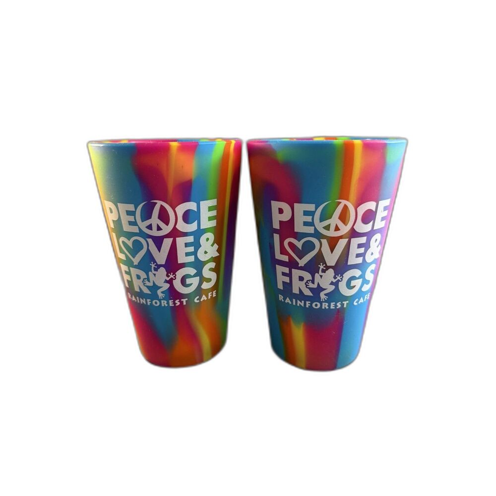 Set of 2 Rainforest Cafe Silipint Tumbler Cups Like New